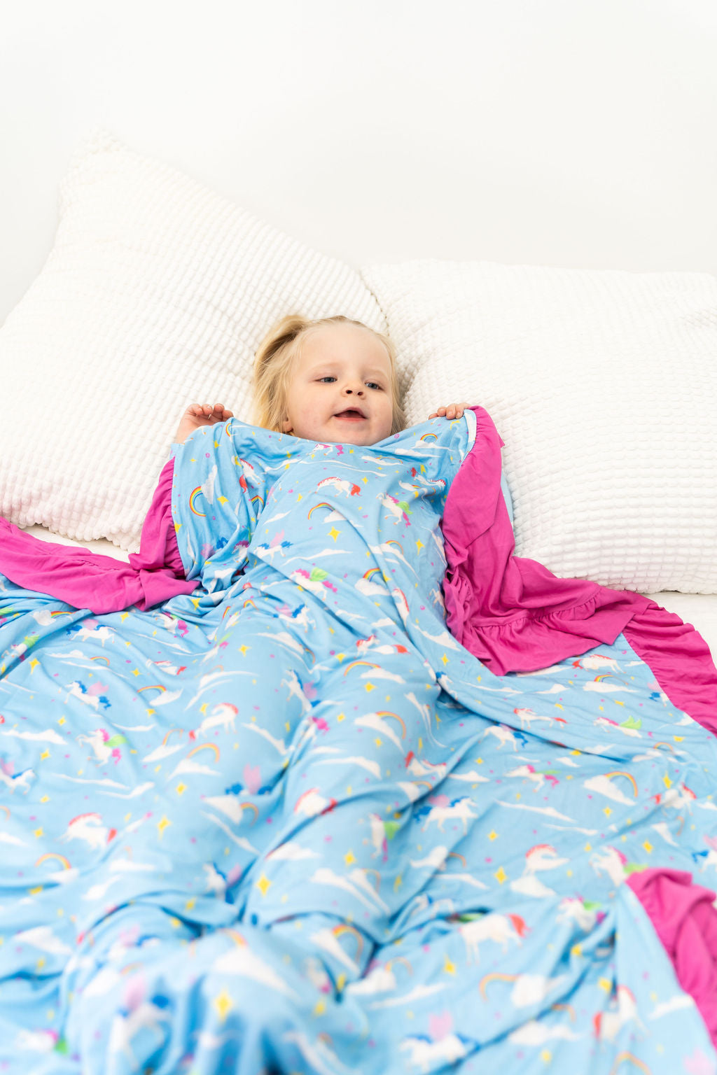 Sage Bamboo Ruffle Toddler Blanket