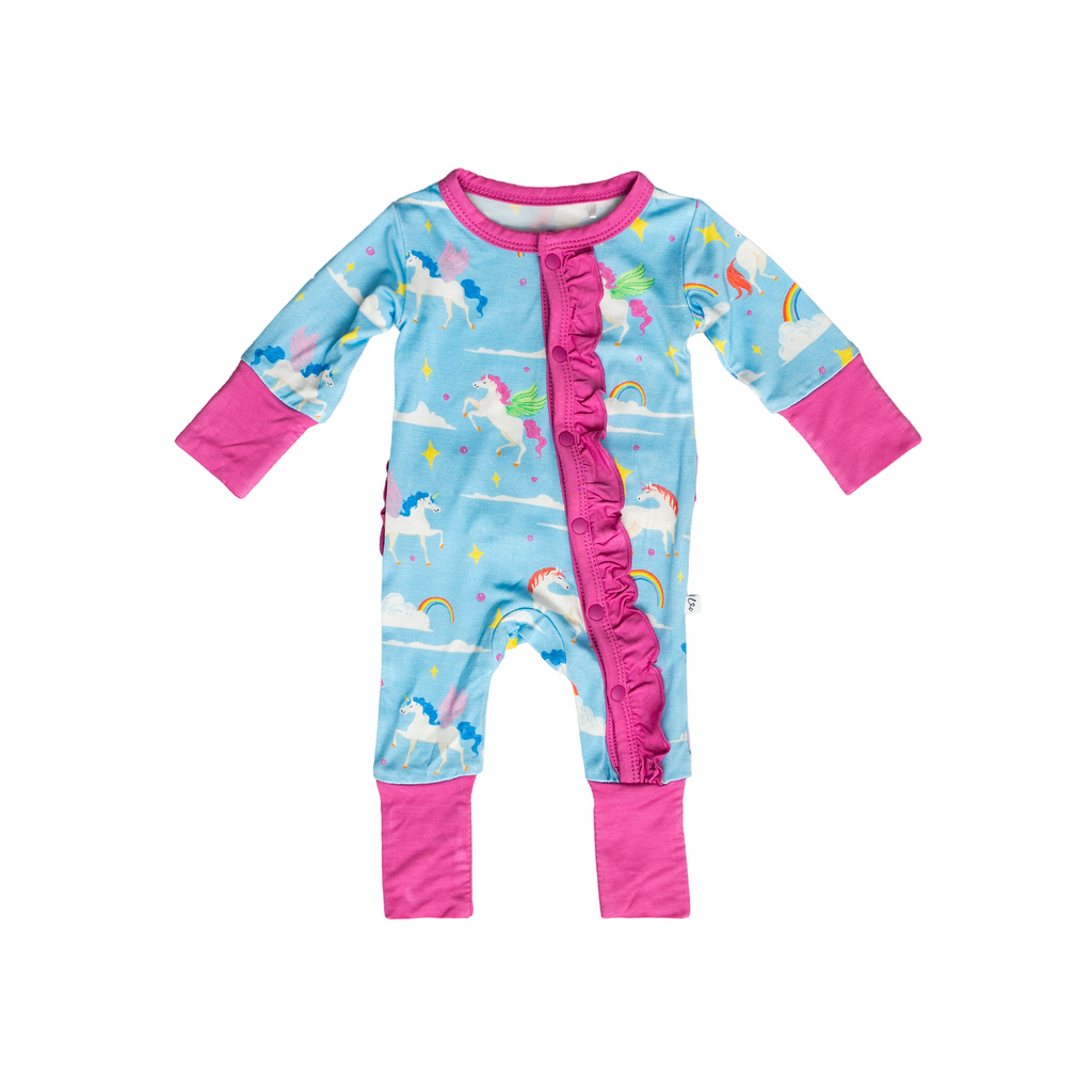 Sage Bamboo Ruffle Convertible Footie