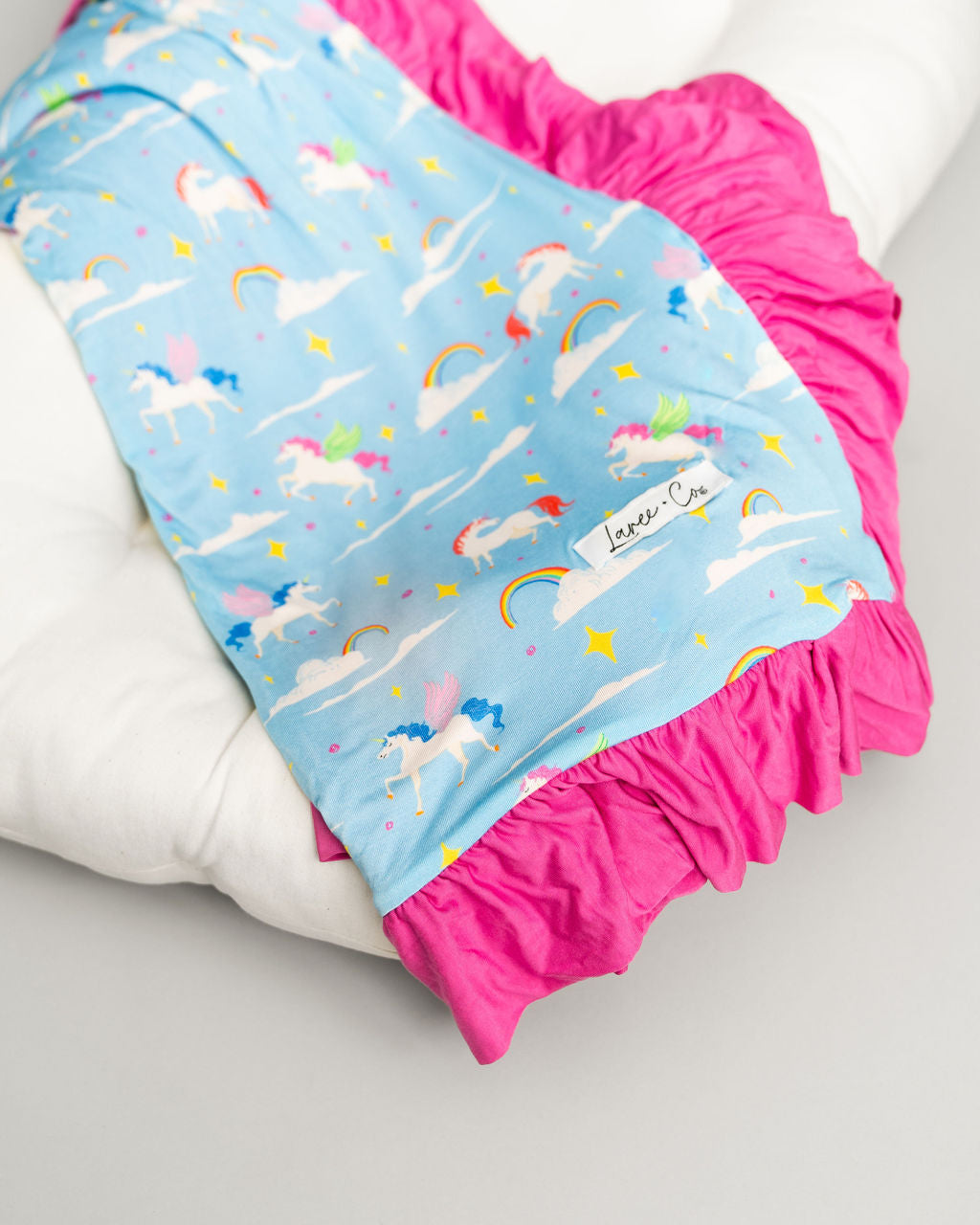 Sage Bamboo Ruffle Toddler Blanket