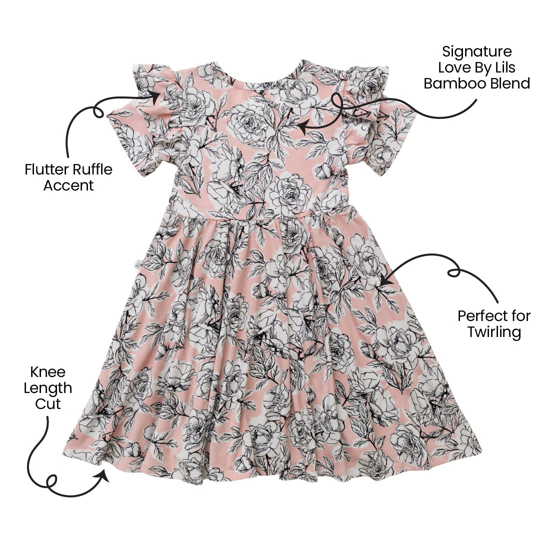 Allie Floral Bamboo Ruffle Spin Dress